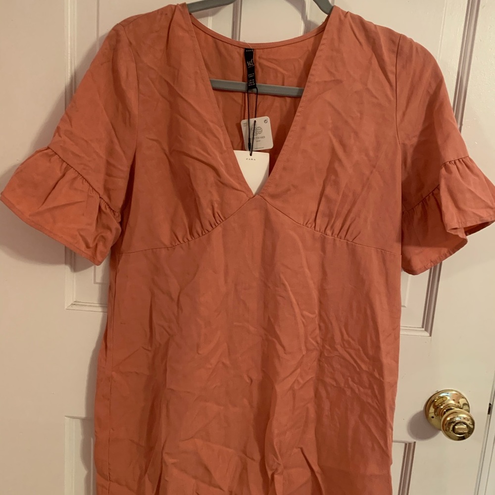 Zara Coral Bell Sleeve Dress